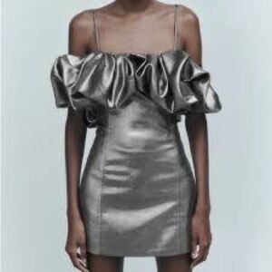 NWT Zara metallic spaghetti strap party dress